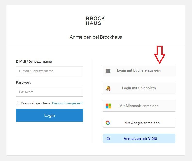 Anmeldung auf der Brockhaus Webseite Schritt 1